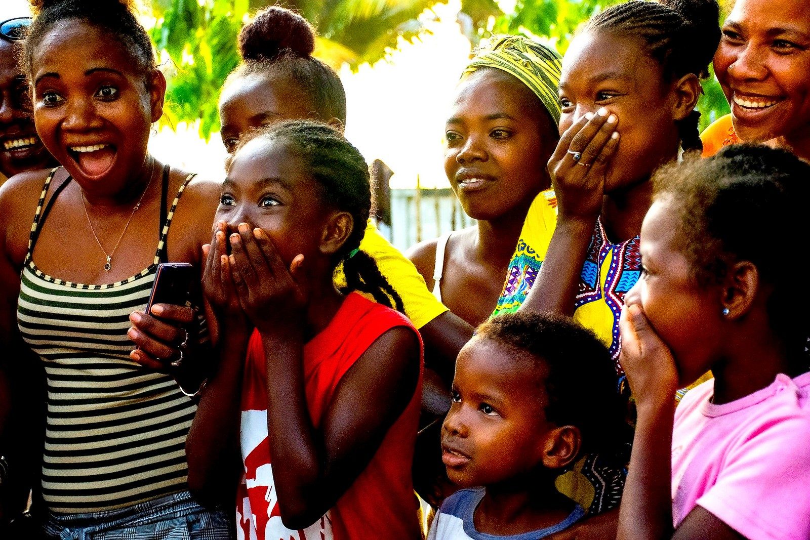 Children looking at a smartphone